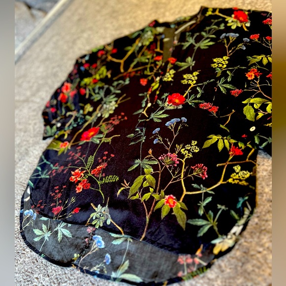 Zara Women Black Floral 3/4 Sleeve Blouse, Size Small - Picture 2 of 9